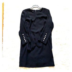 Talbots Woman black dress. Bold rhinestone detail.